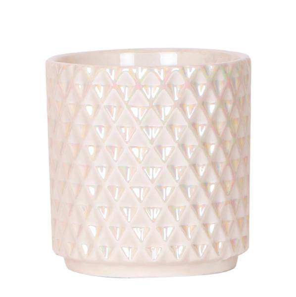 Diamant Perlen Dekotopf – Travertin – Ø9cm – Blumentopf in Steinoptik – Eleganter Dekotopf für Zimmerpflanzen, Kakteen & Sukkulenten – Plant