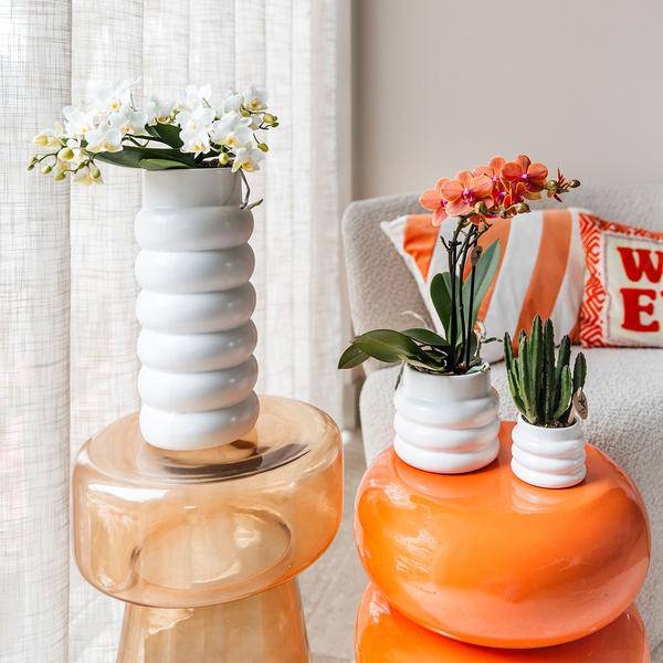 Blumentopf Bubble – Weiß – Ø6cm – Keramik Dekotopf mit strukturierter Oberfläche – Stilvoller Mini – Pflanztopf für Sukkulenten & Zimmerpflanzen – Plant