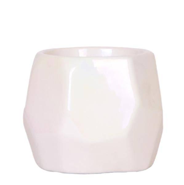 Perlentopf Travertin – Ø9cm – Eleganter Keramik Blumentopf mit glänzender Oberfläche – Dekotopf für Zimmerpflanzen, Sukkulenten & Kräuter – Plant