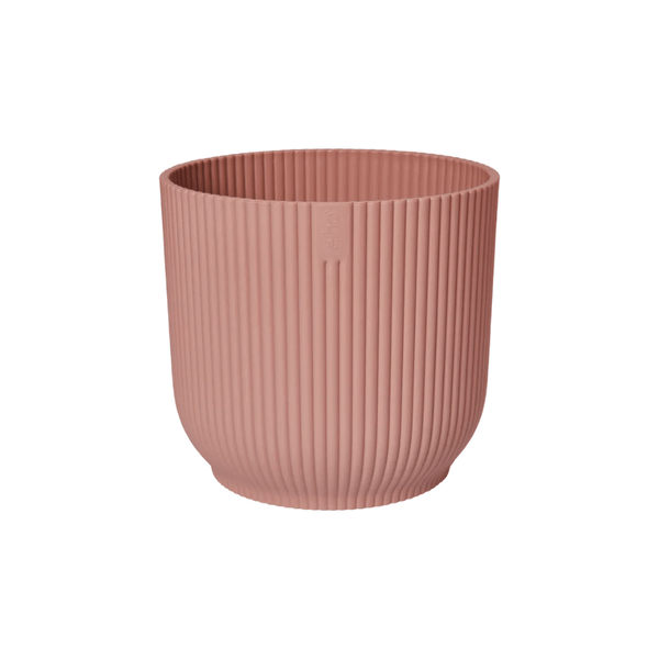 Pflanztopf Vibes Fold – Rosa – D22cm x H20cm – Blumentopf mit Rillenstruktur – Mit Wasserablauf – Übertopf aus Kunststoff für Zimmerpflanzen – Plant