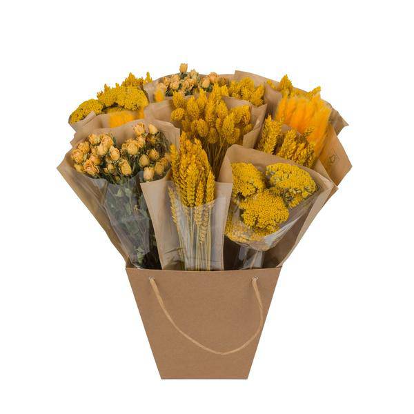 Getrocknete Blumen – Mono Mix Gelb – Handgebundener Strauß – ca. 50cm hoch – natürliche Dekoration für Vasen und Wohnräume – Plant