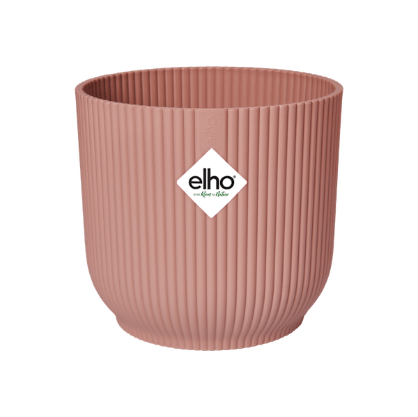 Pflanztopf Vibes Fold – Rosa – D18cm x H17cm – Blumentopf mit Rillenstruktur – Mit Wasserablauf – Übertopf aus Kunststoff für Zimmerpflanzen – Plant