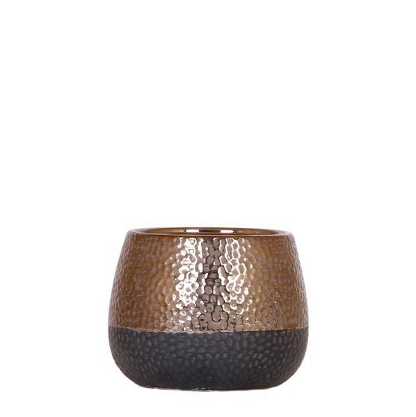 Keramik Blumentopf Kupfer – Pflanztopf Ø12cm – Übertopf glänzend für Zimmerpflanzen, Wohnzimmer, Küche, Büro & Innenräume – Plant