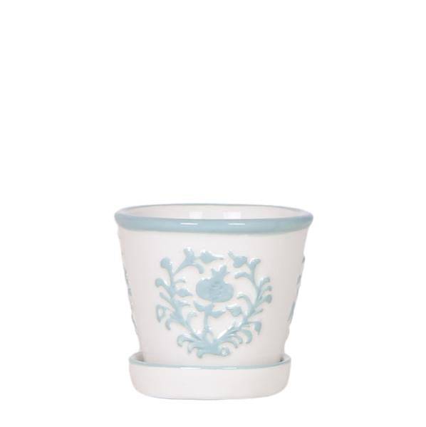 Malaga Topf Türkis – Ø6cm – Keramik Blumentopf im mediterranen Design – Mini Dekotopf für Sukkulenten, Kakteen & kleine Zimmerpflanzen – Plant