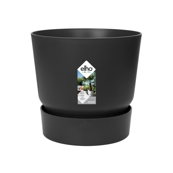 Topf Greenville Rund Schwarz – Ø14cm x H13cm – Moderner Pflanzkübel aus robustem Kunststoff – Blumentopf für Innen – und Außenbereich – Plant