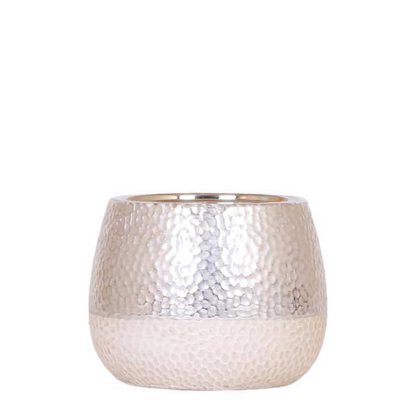 Elite Pflanztopf Silber Ø12cm – glänzender Keramik Übertopf – luxuriöser Blumentopf für Zimmerpflanzen & Kräuter – Plant