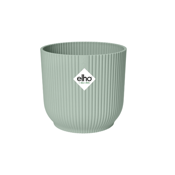 Pflanztopf Vibes Fold – Grün – D18cm x H17cm – Blumentopf mit Rillenstruktur – Mit Wasserablauf – Übertopf aus Kunststoff für Zimmerpflanzen – Plant