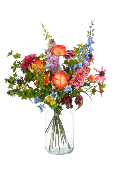 Künstliche Blumen – Strauß Electric Love – ca. 90cm hoch – Kunstblumenstrauß in leuchtenden Farben – Dekoration für Wohnzimmer, Schlafzimmer & Büro – Plant