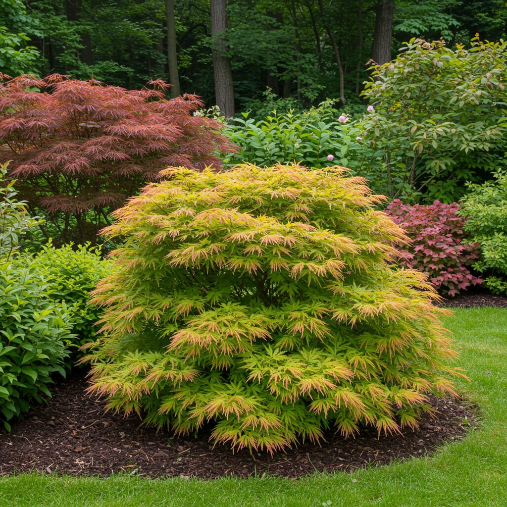 Japanischer Ahorn – Acer palmatum Metamorphosa – 70cm hoch – 19cm – Balkonpflanze & Zierbaum – Grünes Frühlingslaub, rote Herbstfärbung – Plant