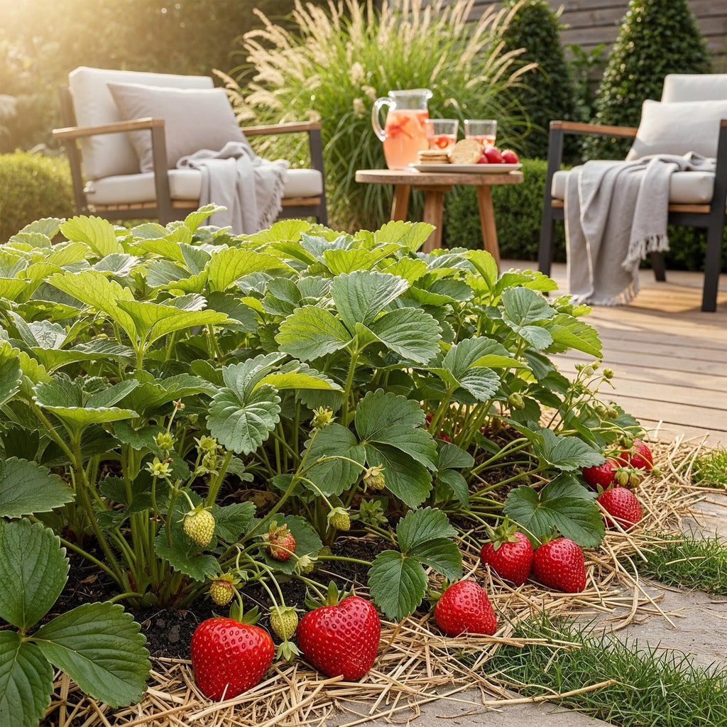 Erdbeere Fragaria Elvira winterhart Höhe 30cm Ø9cm – Rote Erdbeere für Beet Balkon & Topf – Pflegeleichte Obstpflanze mit hohem Ertrag