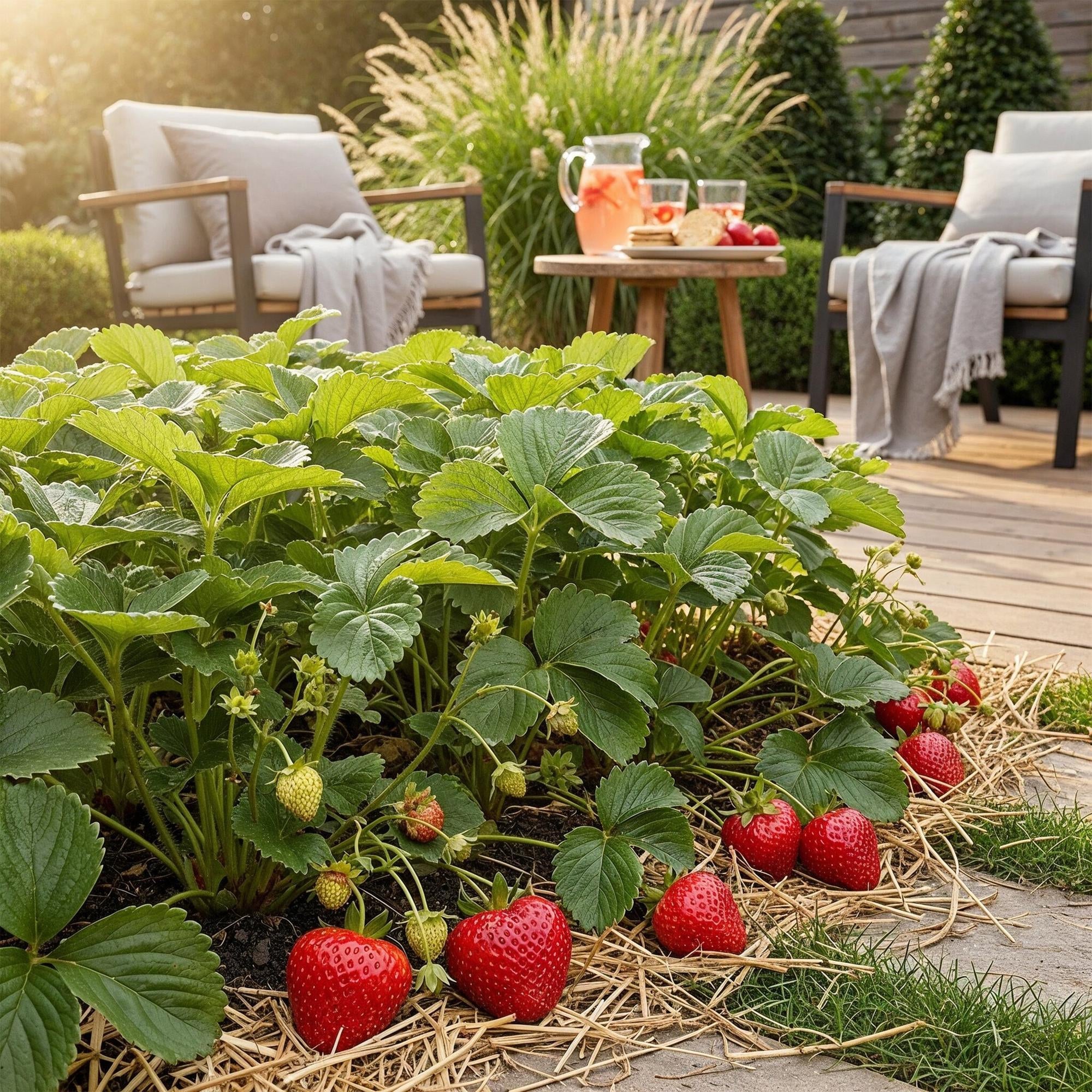 Erdbeere Fragaria Elvira winterhart Höhe 30cm Ø9cm – Rote Erdbeere für Beet Balkon & Topf – Pflegeleichte Obstpflanze mit hohem Ertrag