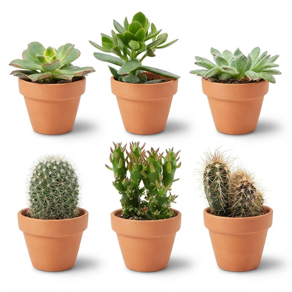Mini Kakteen & Sukkulenten Mix – Ø8,1cm Terrakottatöpfe – Höhe 5-10cm – Pflegeleichte Zimmerpflanzen – Ideal als Deko & Geschenk