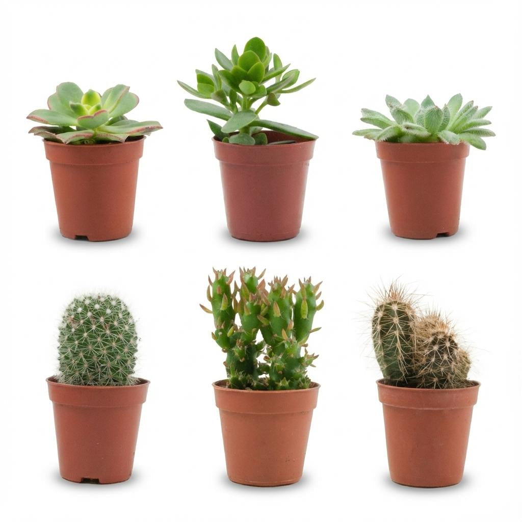 Kakteen & Sukkulenten Mix – Ø5,5cm – Höhe 5-10cm – Echte Mini Kakteen & Sukkulenten – Pflegeleichte Zimmerpflanzen für Deko & Geschenk
