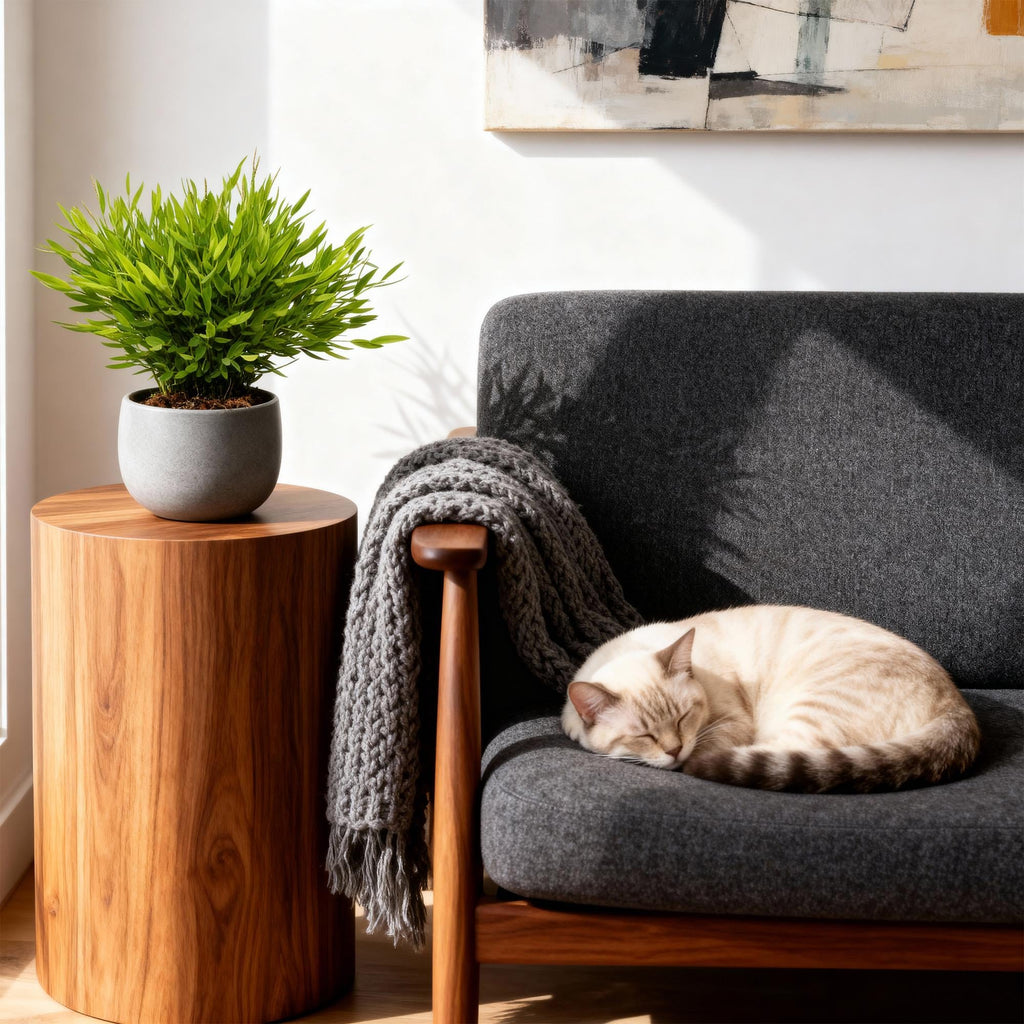 Bambus Pogonatherum Monica Zimmerpflanze mit weißem Topf Ø12cm Höhe 20cm Haustierfreundliche Grünpflanze pflegeleicht für Wohnzimmer Büro Schlafzimmer