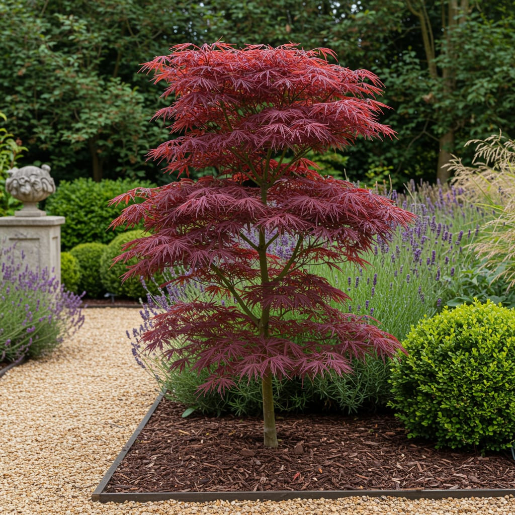 Japanischer Ahorn Acer palmatum 'Trompenburg' – Dunkel Lila – Balkon – & Gartenpflanze – Ø19cm – Ca. 70cm hoch – Plant