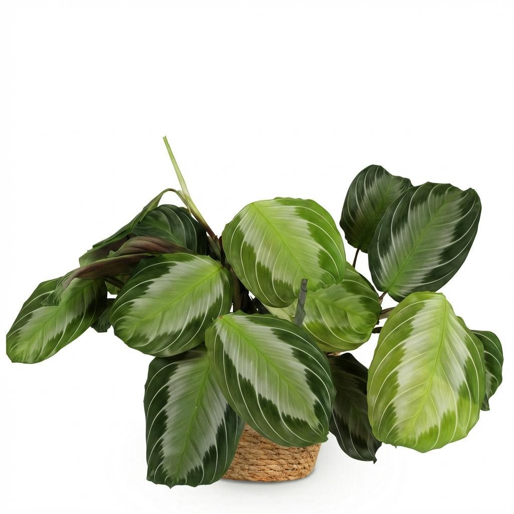 Maranta Fascinator Silverband Gebetspflanze Zimmerpflanze inkl. Naturkorb