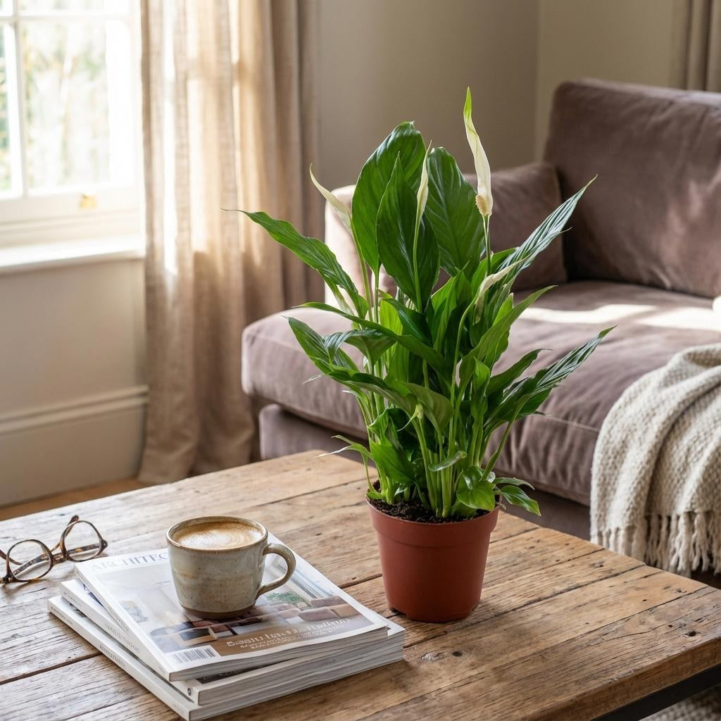 Spathiphyllum Einblatt – Ø12cm – Höhe 35-40cm – Luftreinigende Zimmerpflanze – Weiße Blüten – Ideal für Wohnraum & Büro