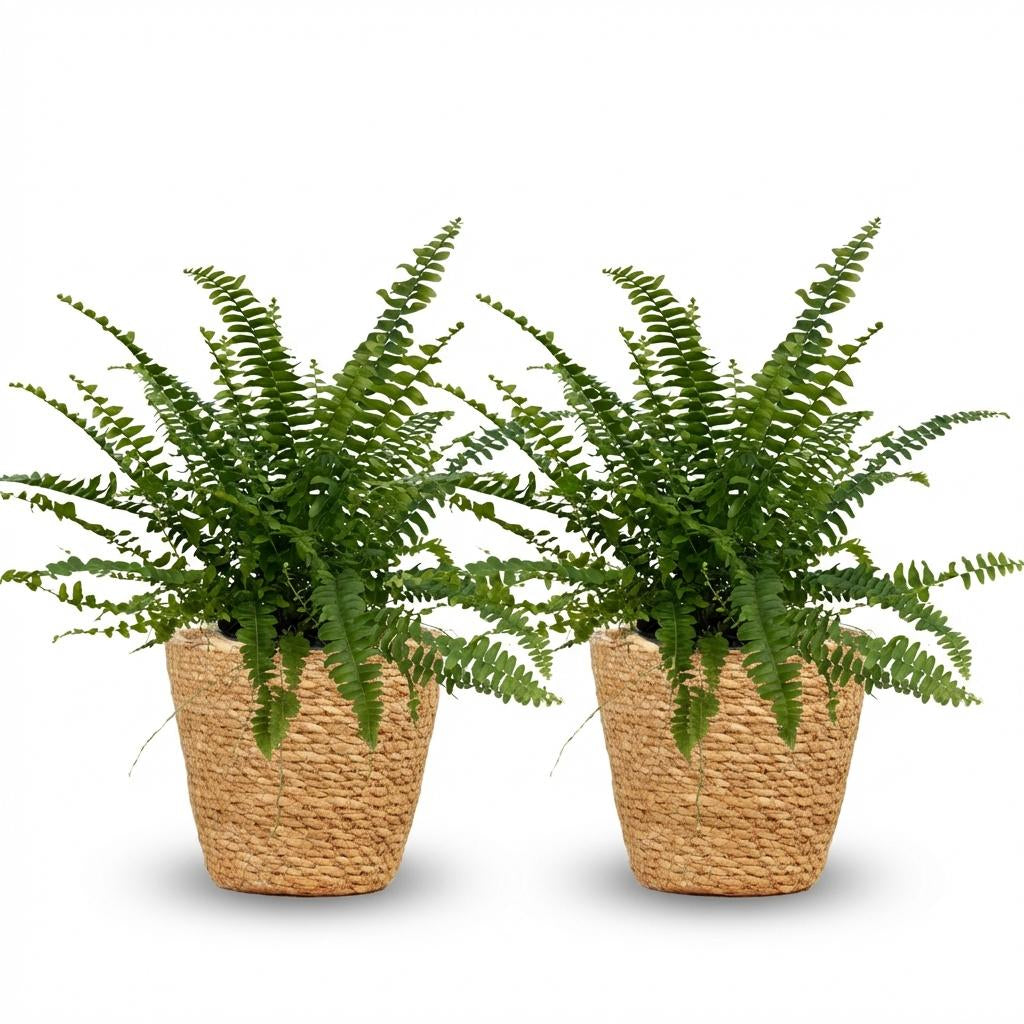 Nephrolepsis Exaltata Green Lady Farn – Zimmerpflanze im Korb Ø12cm Höhe25cm – Haustierfreundliche Grünpflanze – Luftreinigend & Pflegeleicht