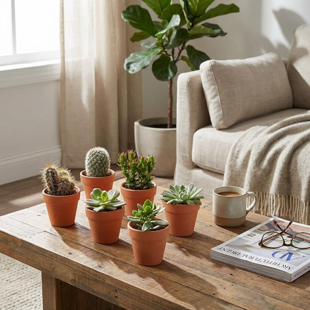 Mini Kakteen & Sukkulenten Mix – Ø8,1cm Terrakottatöpfe – Höhe 5-10cm – Pflegeleichte Zimmerpflanzen – Ideal als Deko & Geschenk