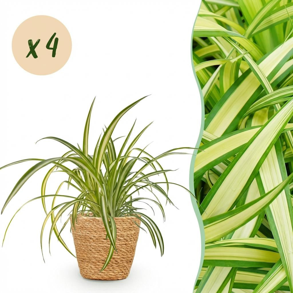 Chlorophytum comosum Variegatum Zimmerpflanzen inkl. Naturkorb