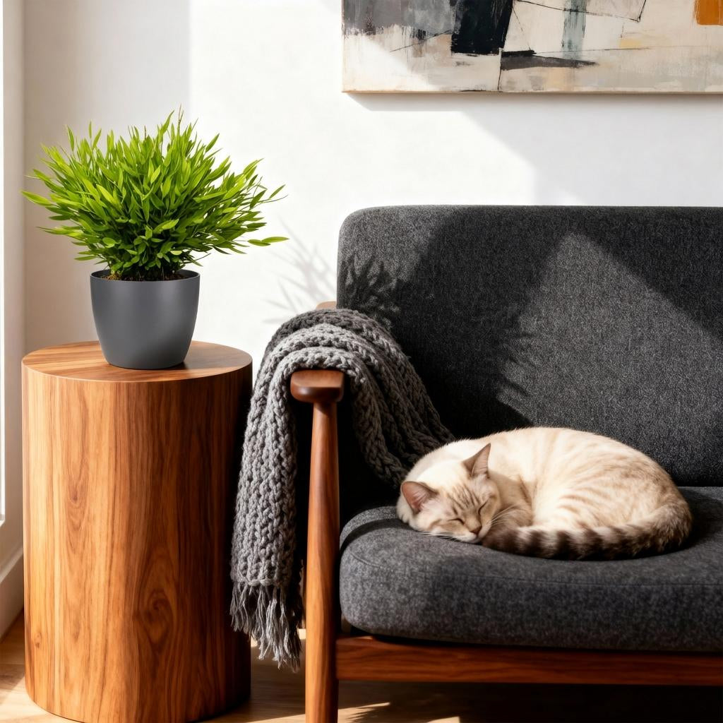 Bambus Pogonatherum Monica Zimmerpflanze mit grauem Topf Ø12cm Höhe 20cm Haustierfreundliche Grünpflanze pflegeleicht für Wohnzimmer Büro Schlafzimmer