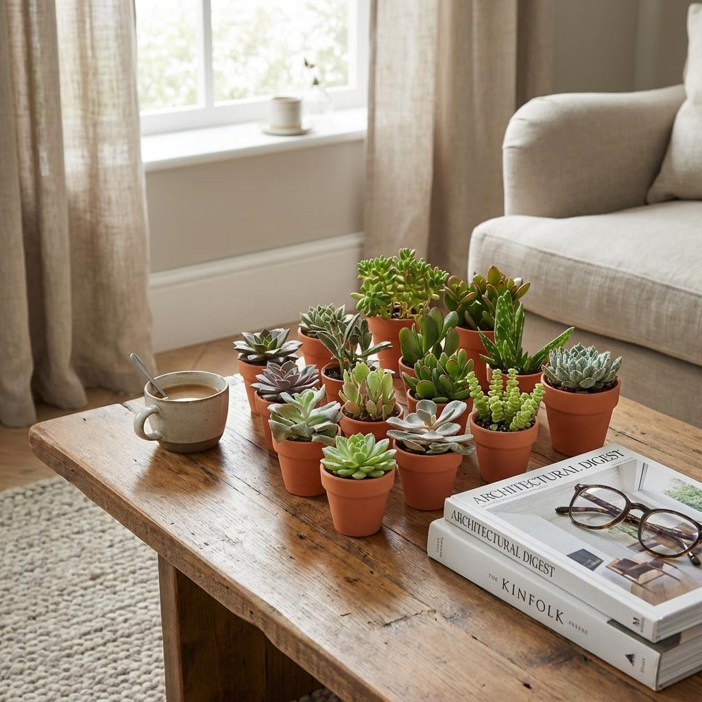 Sukkulenten Mix – Ø8,1cm Terrakottatöpfe – Höhe 5-10cm – Pflegeleichte Zimmerpflanzen – Ideal für Fensterbank Büro & Wohnraum