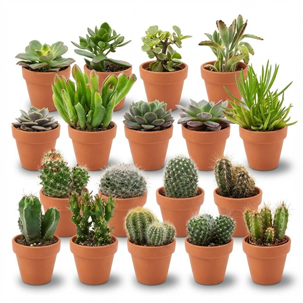 Mini Kakteen & Sukkulenten Mix – Ø8,1cm Terrakottatöpfe – Höhe 5-10cm – Pflegeleichte Zimmerpflanzen – Ideal als Deko & Geschenk