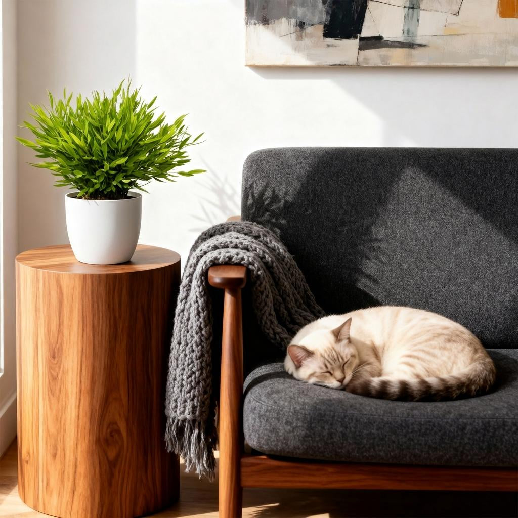 Bambus Pogonatherum Monica Zimmerpflanze mit weißem Topf Ø12cm Höhe 20cm Haustierfreundliche Grünpflanze pflegeleicht für Wohnzimmer Büro Schlafzimmer