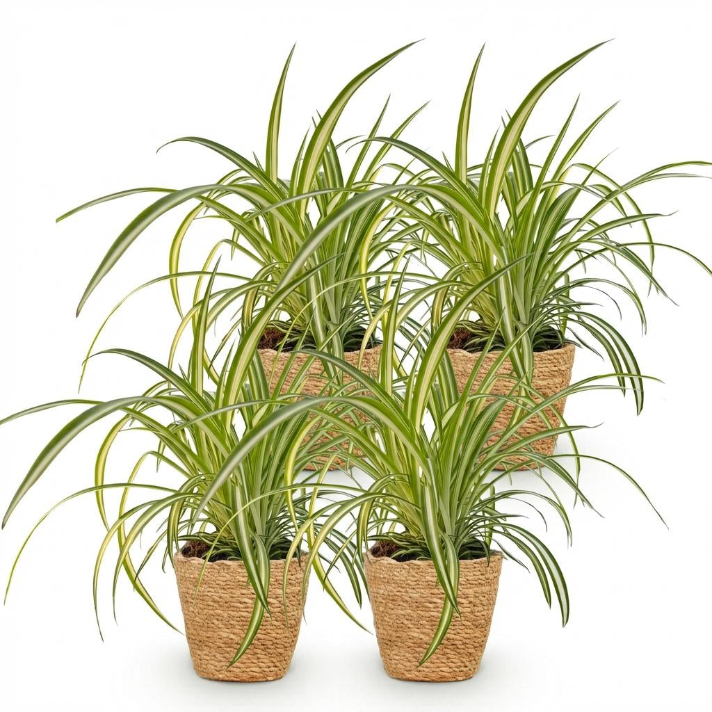 Chlorophytum comosum Variegatum Zimmerpflanzen inkl. Naturkorb