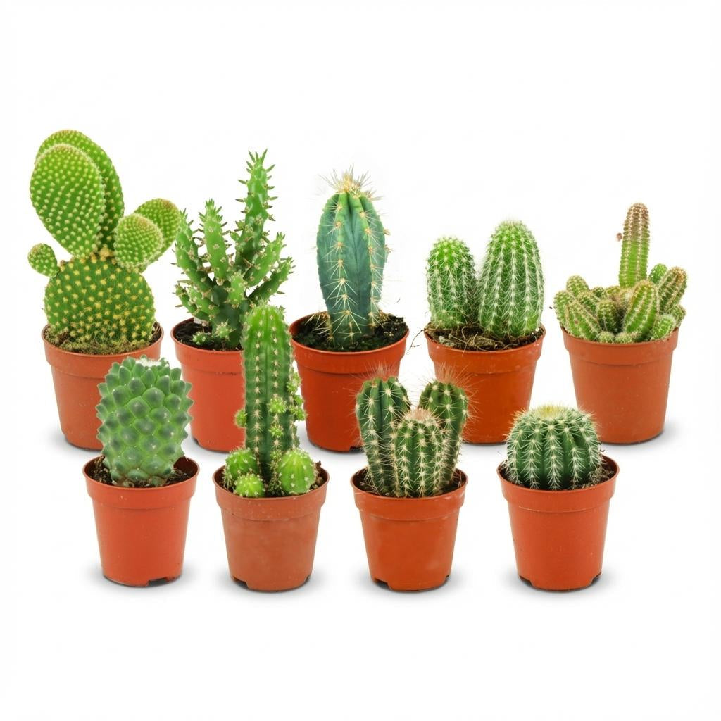 Mini Kaktus Set – Ø5,5cm – Höhe 5-10cm – Pflegeleichte Zimmerpflanzen – Kleine Kakteen für Fensterbank Büro & Wohnraum