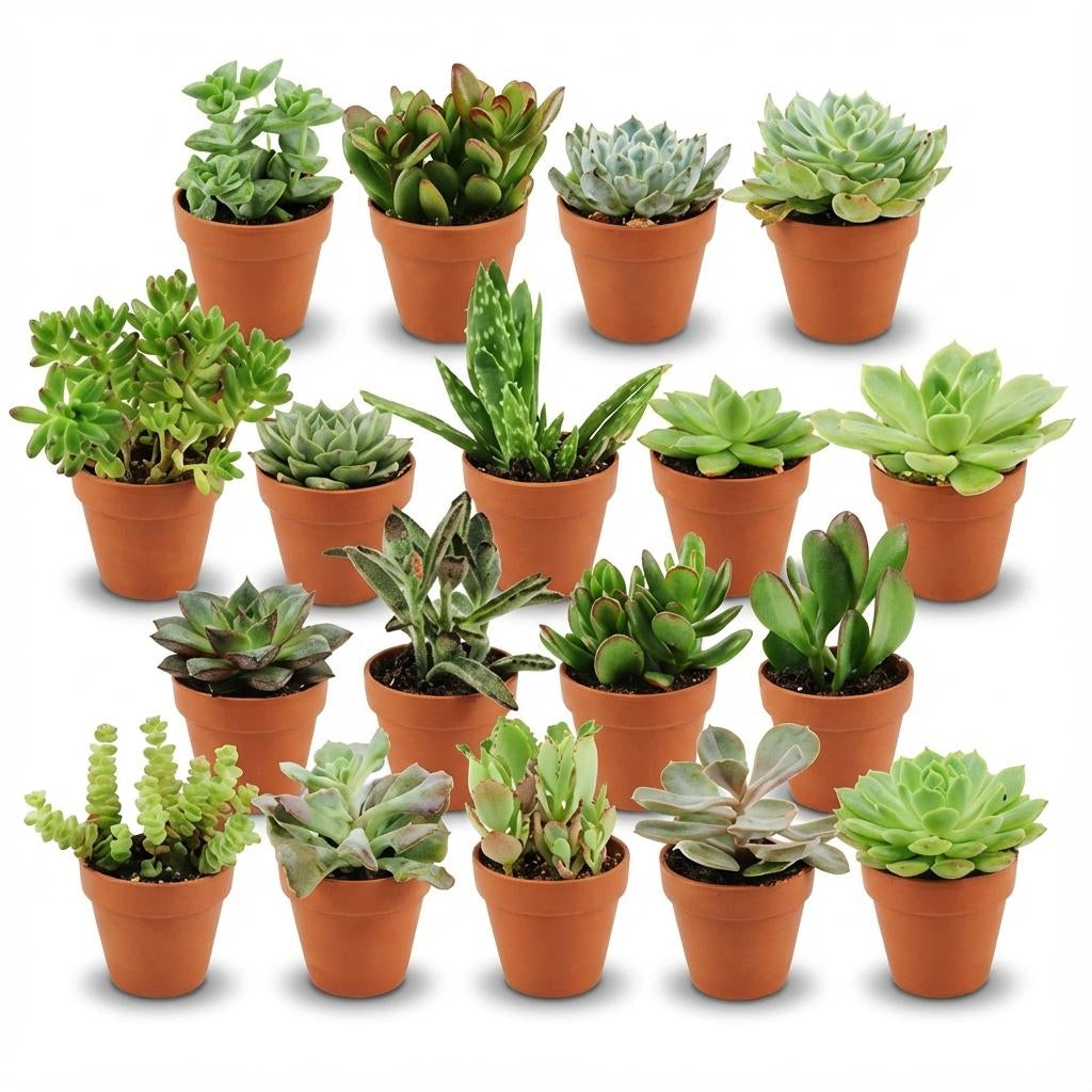 Sukkulenten Mix – Ø8,1cm Terrakottatöpfe – Höhe 5-10cm – Pflegeleichte Zimmerpflanzen – Ideal für Fensterbank Büro & Wohnraum
