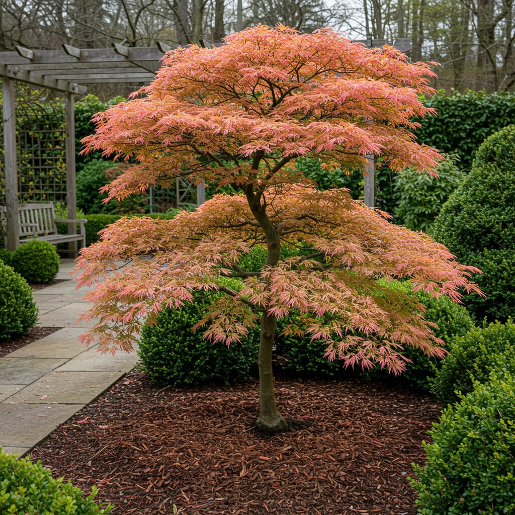 Japanischer Ahorn Acer palmatum Iyoshi – Rosa Balkonpflanze – Ø19cm – Höhe ca. 70cm – Fein geschnittener Zierahorn für Beet & Balkon – Plant