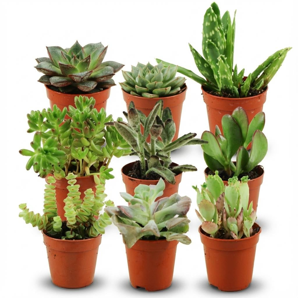 Mini Sukkulenten Mix – Ø5,5cm – Höhe 5-10cm – Pflegeleichte Zimmerpflanzen – Kleine Sukkulenten für Schalen Fensterbank & Wohnraum