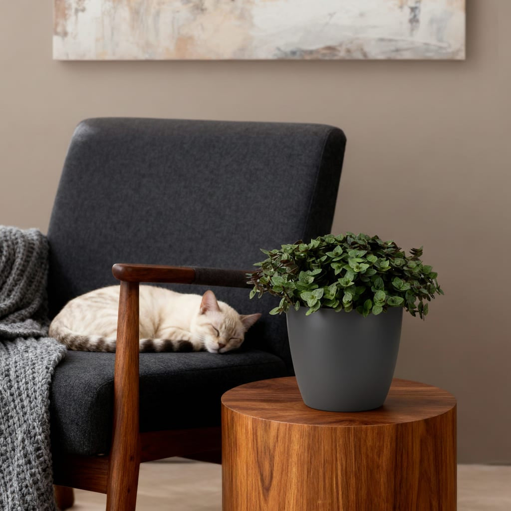Calissia Repens Zimmerpflanze mit grauem Topf Ø12cm Höhe 17-20cm Haustierfreundliche Grünpflanze pflegeleicht für Wohnzimmer Büro Schlafzimmer