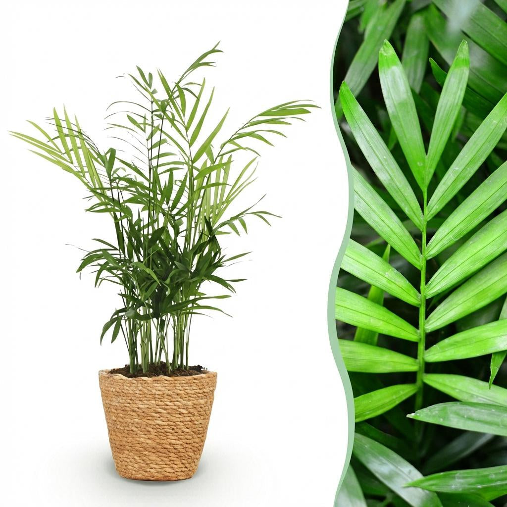 Chamaedorea Elegans Goldpalme Zimmerpflanze inkl. Naturkorb