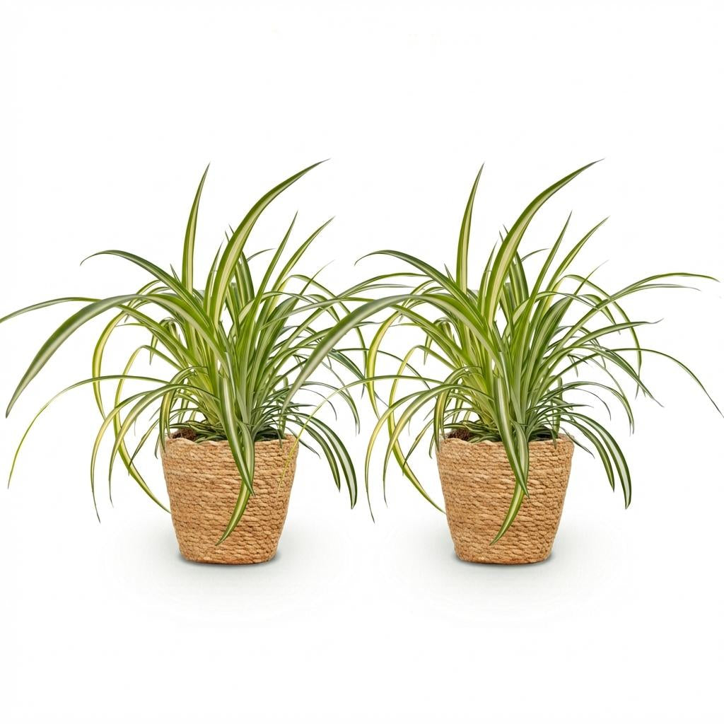Chlorophytum comosum Variegatum Zimmerpflanzen inkl. Naturkorb