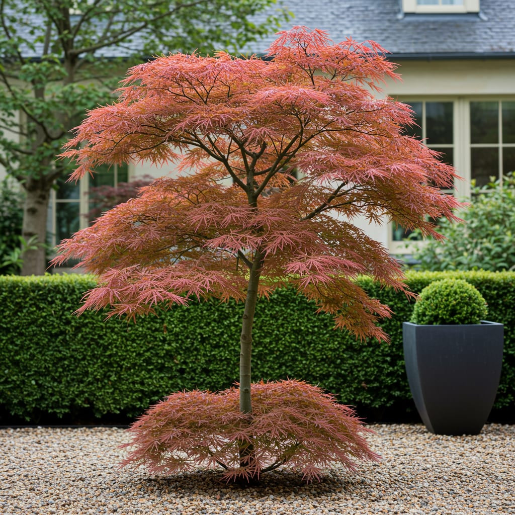 Japanischer Ahorn Acer palmatum 'Jerre Schwartz' – Dunkelrot – Balkon – & Gartenpflanze – Ø19cm – Ca. 70cm hoch – Plant