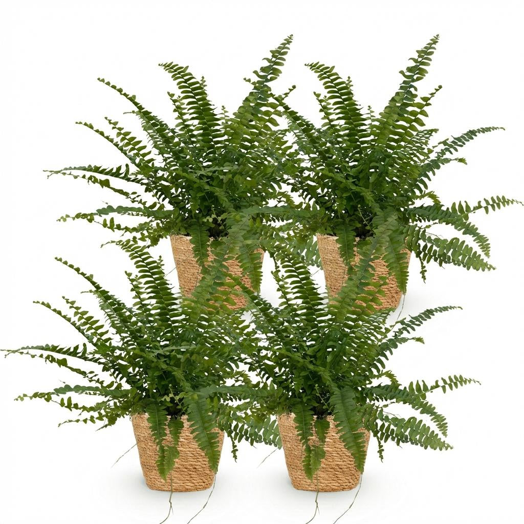 Nephrolepsis Exaltata Green Lady Farn – Zimmerpflanze im Korb Ø12cm Höhe25cm – Haustierfreundliche Grünpflanze – Luftreinigend & Pflegeleicht