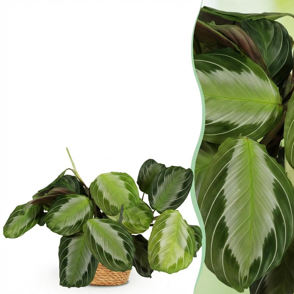 Maranta Fascinator Silverband Gebetspflanze Zimmerpflanze inkl. Naturkorb